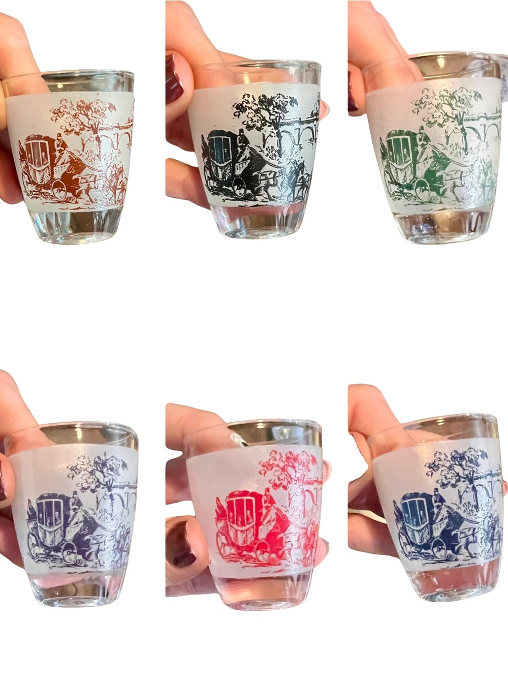 Vintage French Frosted Glass Decanter & 6 Shot Glasses Set - Picture 8 of 8